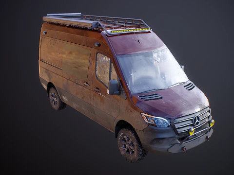 Mercedes Sprinter 4x4 Overlan Camper Dirt and Mud 3D Model