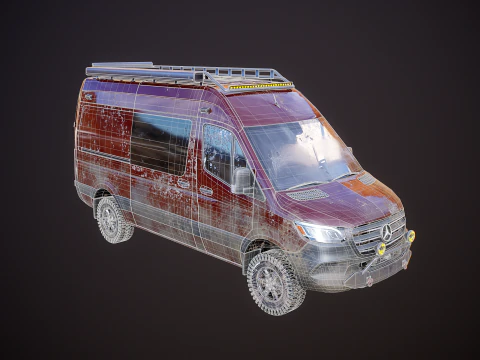 Mercedes Sprinter 4x4 Overlan Camper Dirt and Mud 3D Model