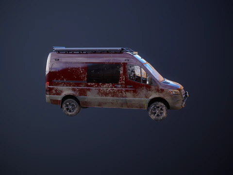 Mercedes Sprinter 4x4 Overlan Camper Dirt and Mud 3D Model