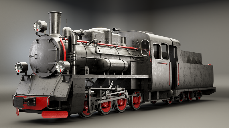 Locomotiva a vapore nera a scartamento ridotto Modello 3D .c4d .max .obj .3ds .fbx .stl .blend