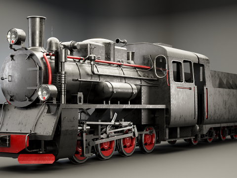 Чорний паровоз вузькоколійний 3D Модель