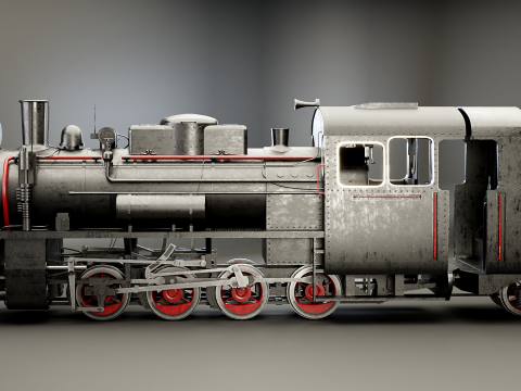 Locomotiva a vapore nera a scartamento ridotto Modello 3D