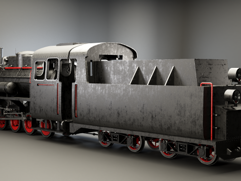 Locomotiva a vapore nera a scartamento ridotto Modello 3D