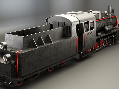 Locomotiva a vapore nera a scartamento ridotto Modello 3D