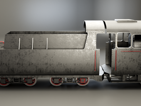 Locomotiva a vapore nera a scartamento ridotto Modello 3D