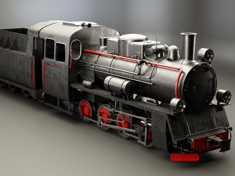 Locomotiva a vapore nera a scartamento ridotto Modello 3D