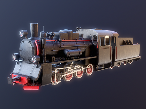 Locomotiva a vapore nera a scartamento ridotto Modello 3D