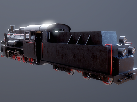 Locomotiva a vapore nera a scartamento ridotto Modello 3D