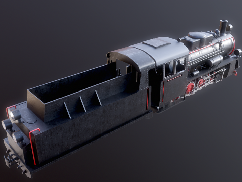 Locomotiva a vapore nera a scartamento ridotto Modello 3D