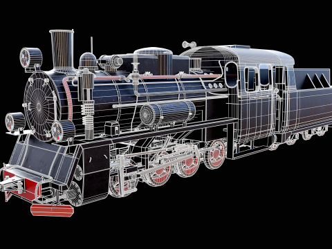 Locomotiva a vapore nera a scartamento ridotto Modello 3D