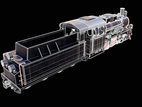 Locomotiva a vapore nera a scartamento ridotto Modello 3D