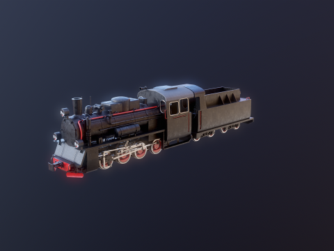 Locomotiva a vapore nera a scartamento ridotto Modello 3D