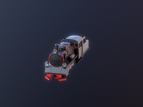 Locomotiva a vapore nera a scartamento ridotto Modello 3D