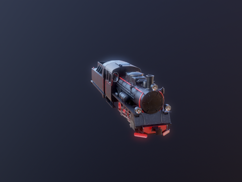 Locomotiva a vapore nera a scartamento ridotto Modello 3D