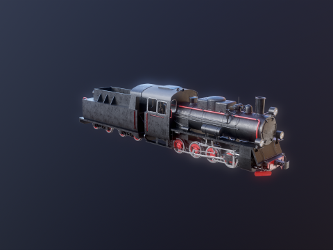Locomotiva a vapore nera a scartamento ridotto Modello 3D