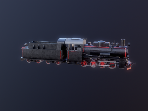 Locomotiva a vapore nera a scartamento ridotto Modello 3D