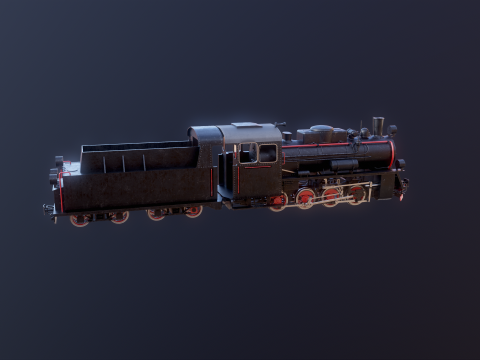 Locomotiva a vapore nera a scartamento ridotto Modello 3D