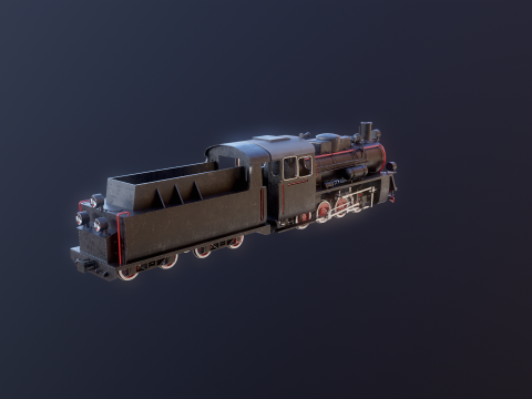 Locomotiva a vapore nera a scartamento ridotto Modello 3D