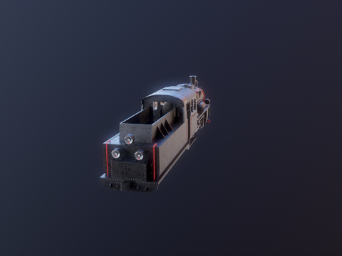 Locomotiva a vapore nera a scartamento ridotto Modello 3D