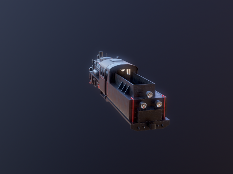 Locomotiva a vapore nera a scartamento ridotto Modello 3D