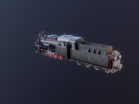 Locomotiva a vapore nera a scartamento ridotto Modello 3D