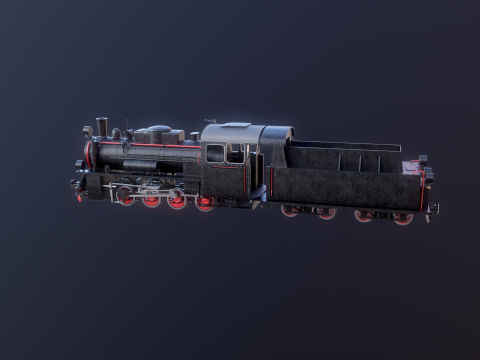 Locomotiva a vapore nera a scartamento ridotto Modello 3D