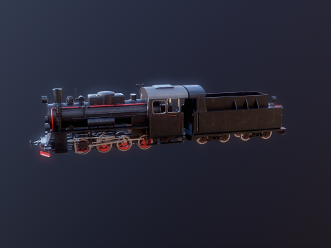 Locomotiva a vapore nera a scartamento ridotto Modello 3D