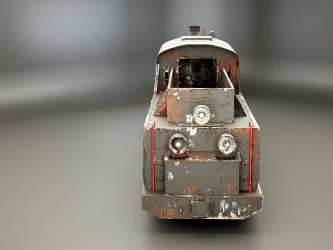 Narrow-gauge Black Steam Locomotive Old and Rusted 3D Model