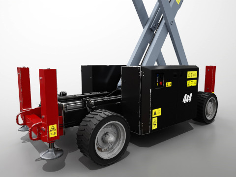 Scissor Lift - Game Ready PBR - 3 LOD 3D Модель