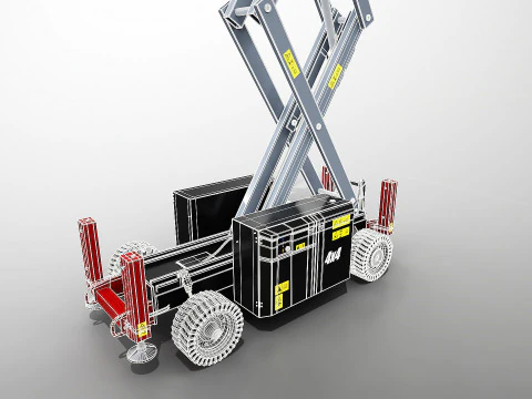 剪刀式升降机 - 游戏就绪 PBR - 3 个 LOD 3D 模型