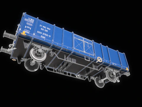 Vagone ferroviario per carbone Ekkl Modello 3D