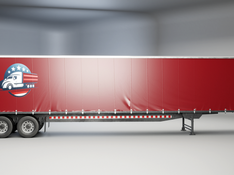 Curtain Semi-Trailer 3D Model
