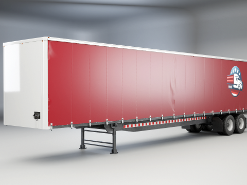 Curtain Semi-Trailer 3D Model