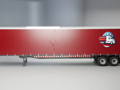 Curtain Semi-Trailer 3D Model