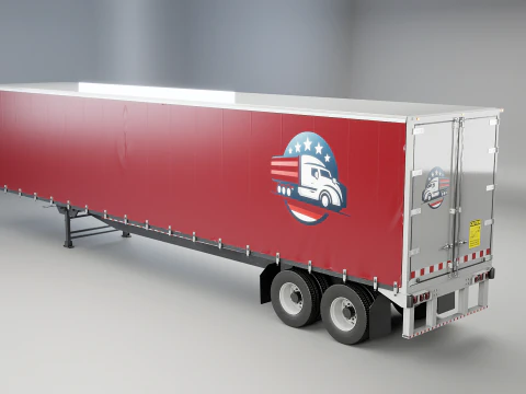Curtain Semi-Trailer 3D Model