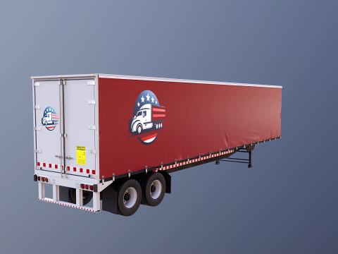 Curtain Semi-Trailer 3D Model