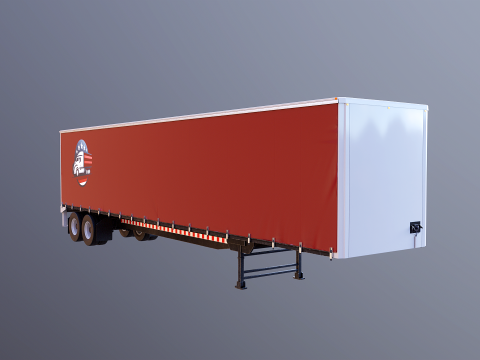 Curtain Semi-Trailer 3D Model