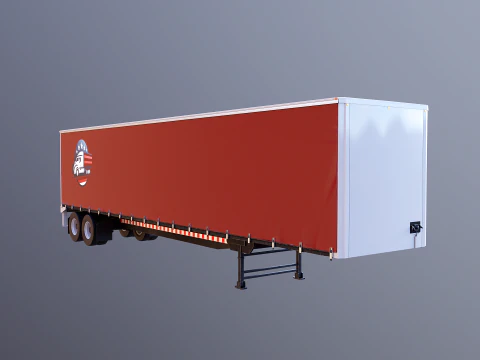 Curtain Semi-Trailer 3D Model