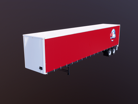 Curtain Semi-Trailer 3D Model