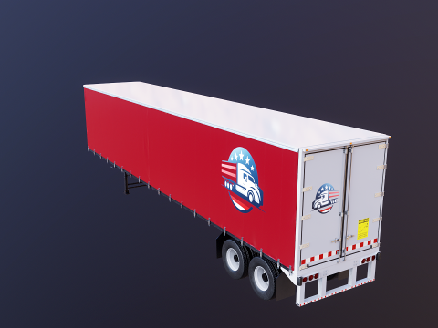 Curtain Semi-Trailer 3D Model