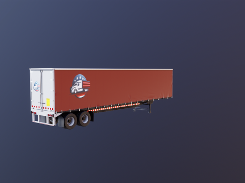 Curtain Semi-Trailer 3D Model