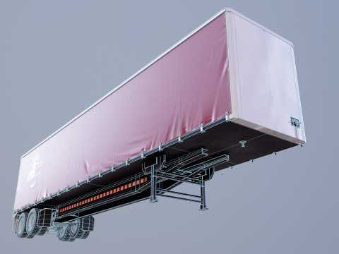 Curtain Semi-Trailer 3D Model