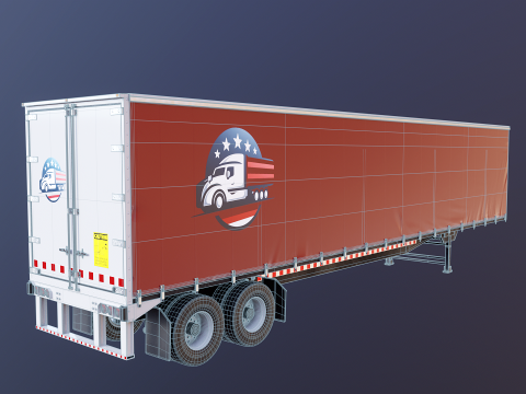 Curtain Semi-Trailer 3D Model