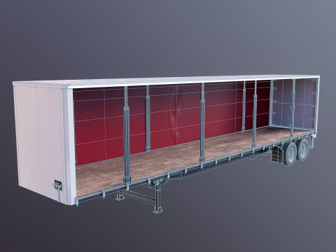 Curtain Semi-Trailer 3D Model