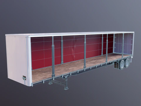 Curtain Semi-Trailer 3D Model