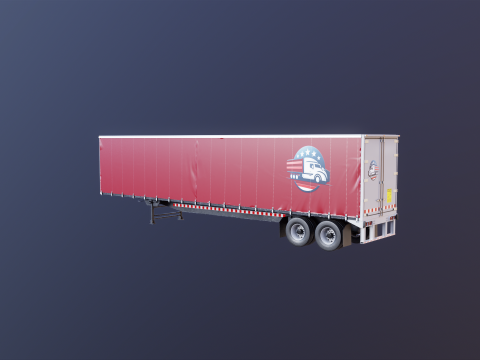 Curtain Semi-Trailer 3D Model