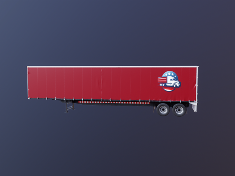 Curtain Semi-Trailer 3D Model