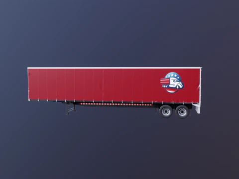 Curtain Semi-Trailer 3D Model
