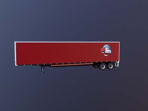 Curtain Semi-Trailer 3D Model