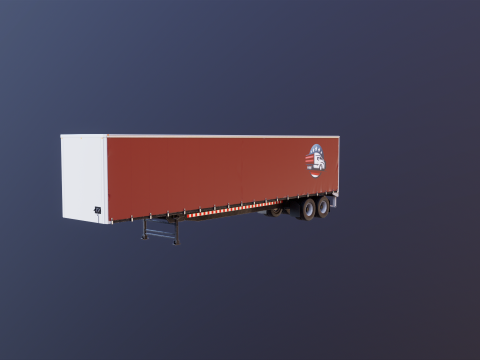Curtain Semi-Trailer 3D Model